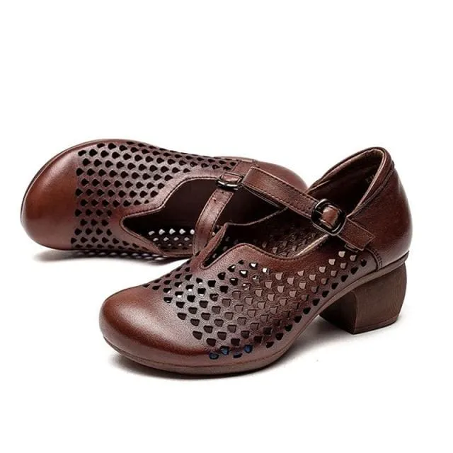 Sweet Style Genuine Leather Women Pumps Beige