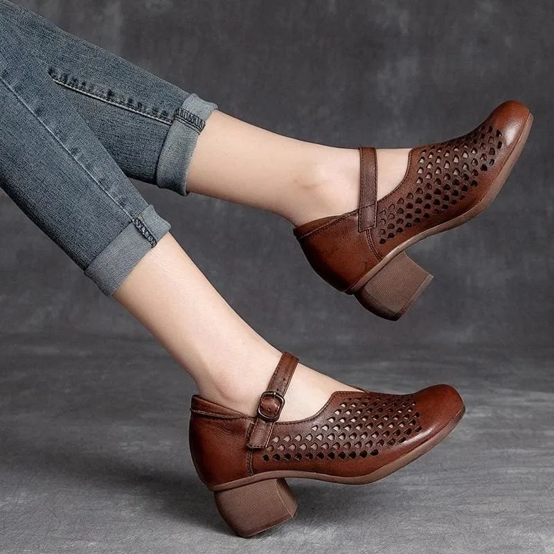 Sweet Style Genuine Leather Women Pumps Beige