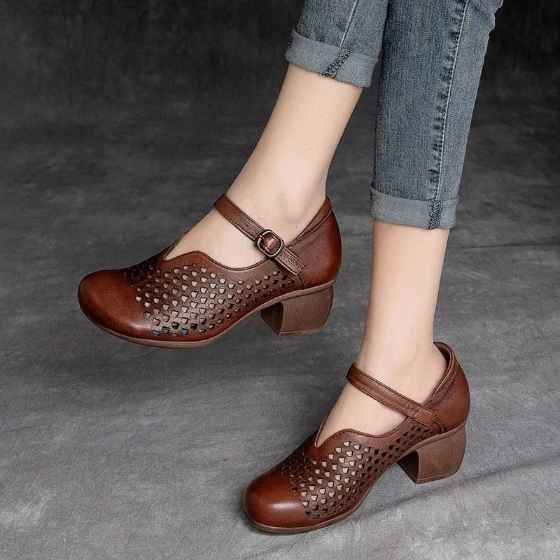 Sweet Style Genuine Leather Women Pumps Beige
