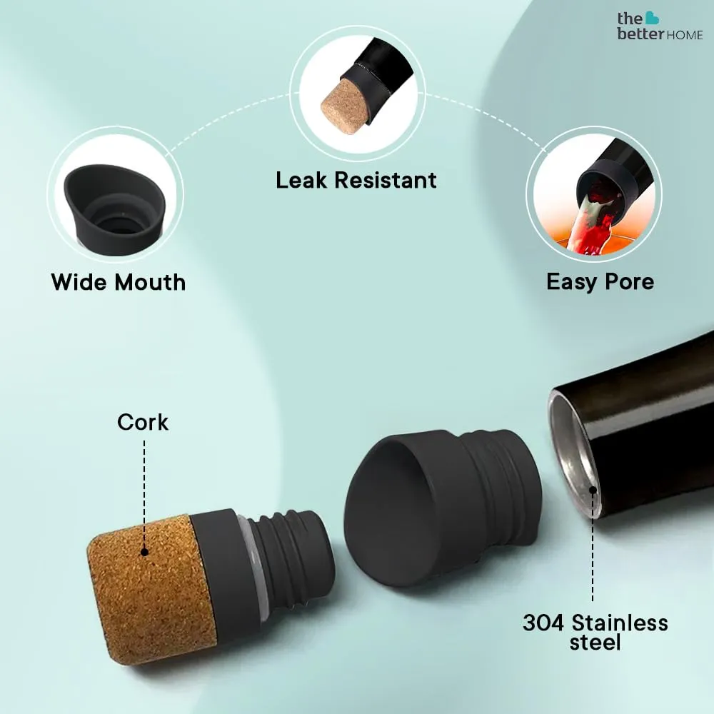 The Better Home Insulated Cork Water Bottle|Hot & Cold Water Bottle 750 Ml -Wine |Easy Pour| Bottle for Fridge/School/Outdoor/Gym/Home/Office/Boys/Girls/Kids, Leak Proof (Pack of 5, White)