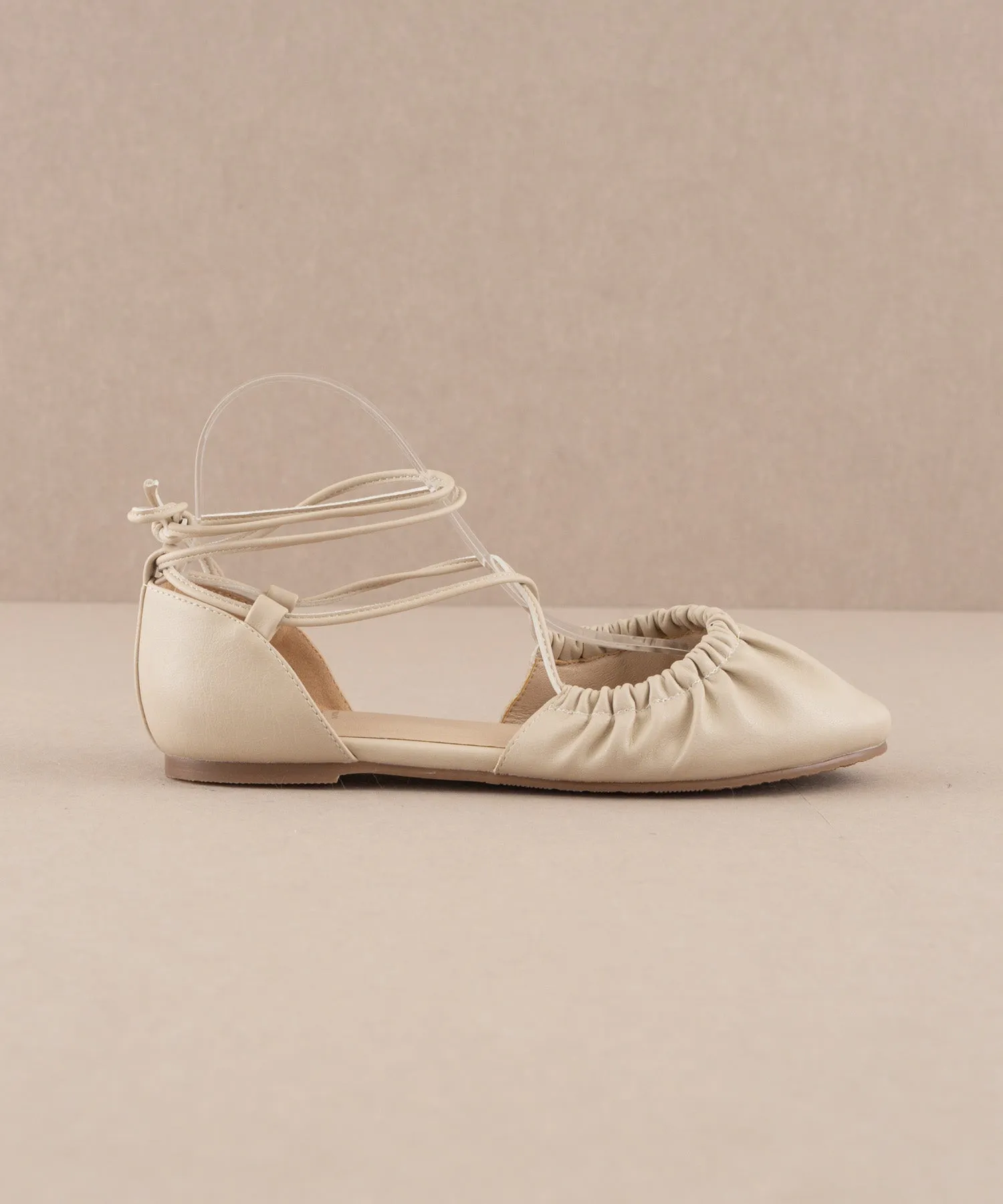The Laney | Beige Lace Up Ballet Flat