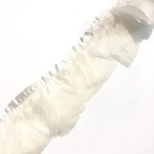 Turkey Plumage Feather Ribbon Strung per metre - White