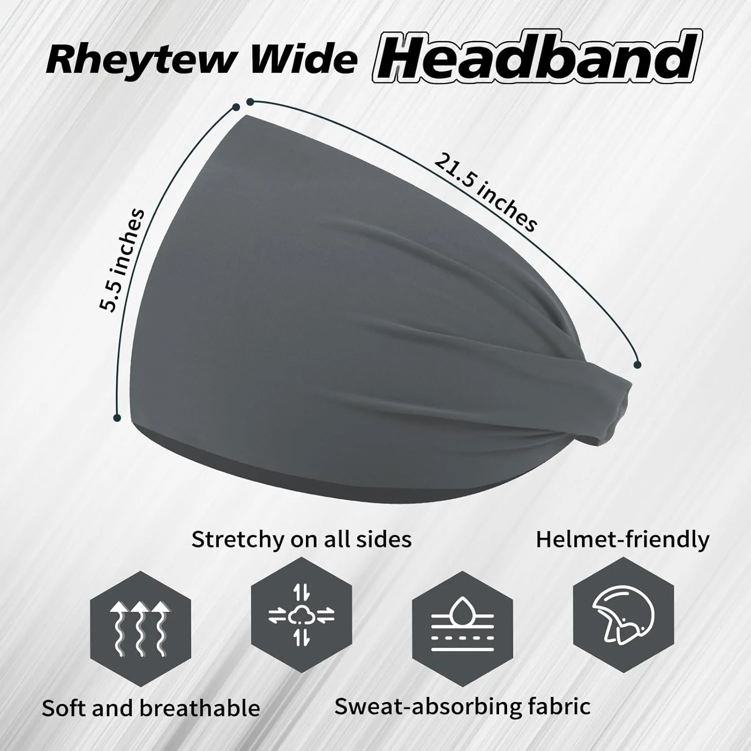 Wide Headbands for Men, Men??s Headbands for Long Hair, Head Bands for Men for Workout, Running, Baseball, Football, Tennis, Basketball, Softball, 8 Pieces