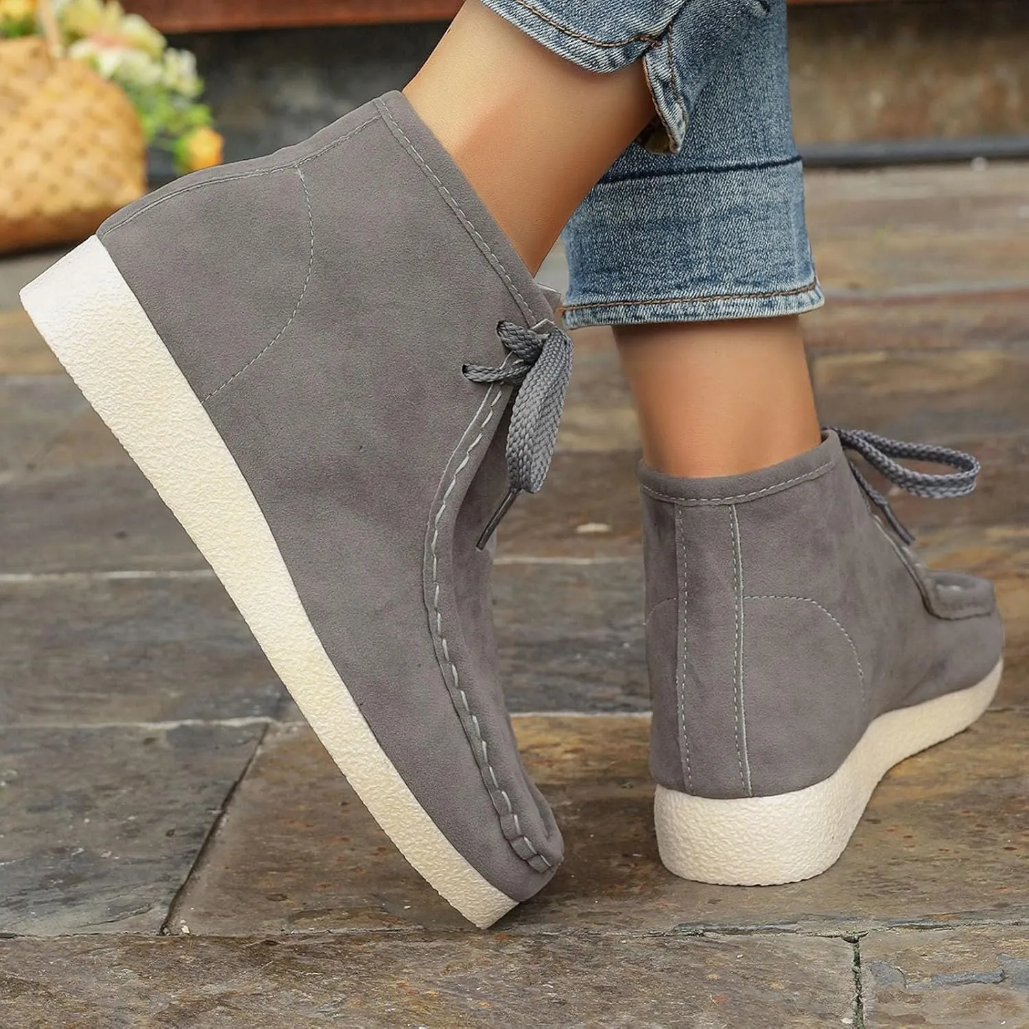 Women's Ankle Boots Retro Low Heel Short Ankle Booties Round Toe Slip On Walking Shoes Lace Up Fashion Sneakerss