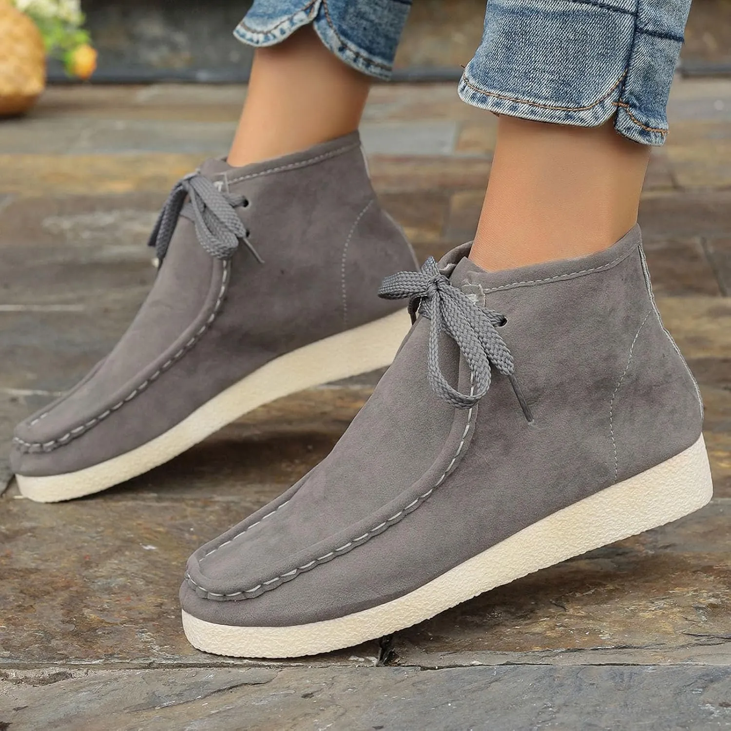 Women's Ankle Boots Retro Low Heel Short Ankle Booties Round Toe Slip On Walking Shoes Lace Up Fashion Sneakerss