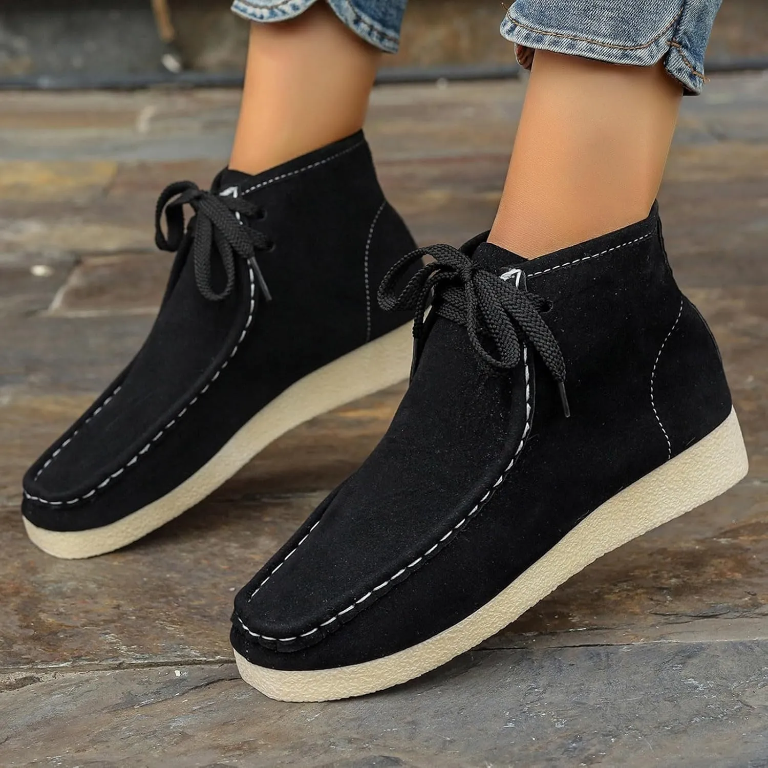 Women's Ankle Boots Retro Low Heel Short Ankle Booties Round Toe Slip On Walking Shoes Lace Up Fashion Sneakerss