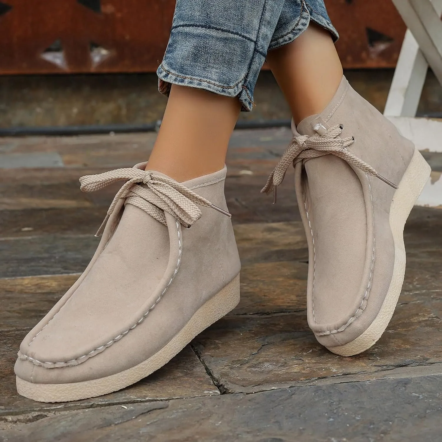 Women's Ankle Boots Retro Low Heel Short Ankle Booties Round Toe Slip On Walking Shoes Lace Up Fashion Sneakerss