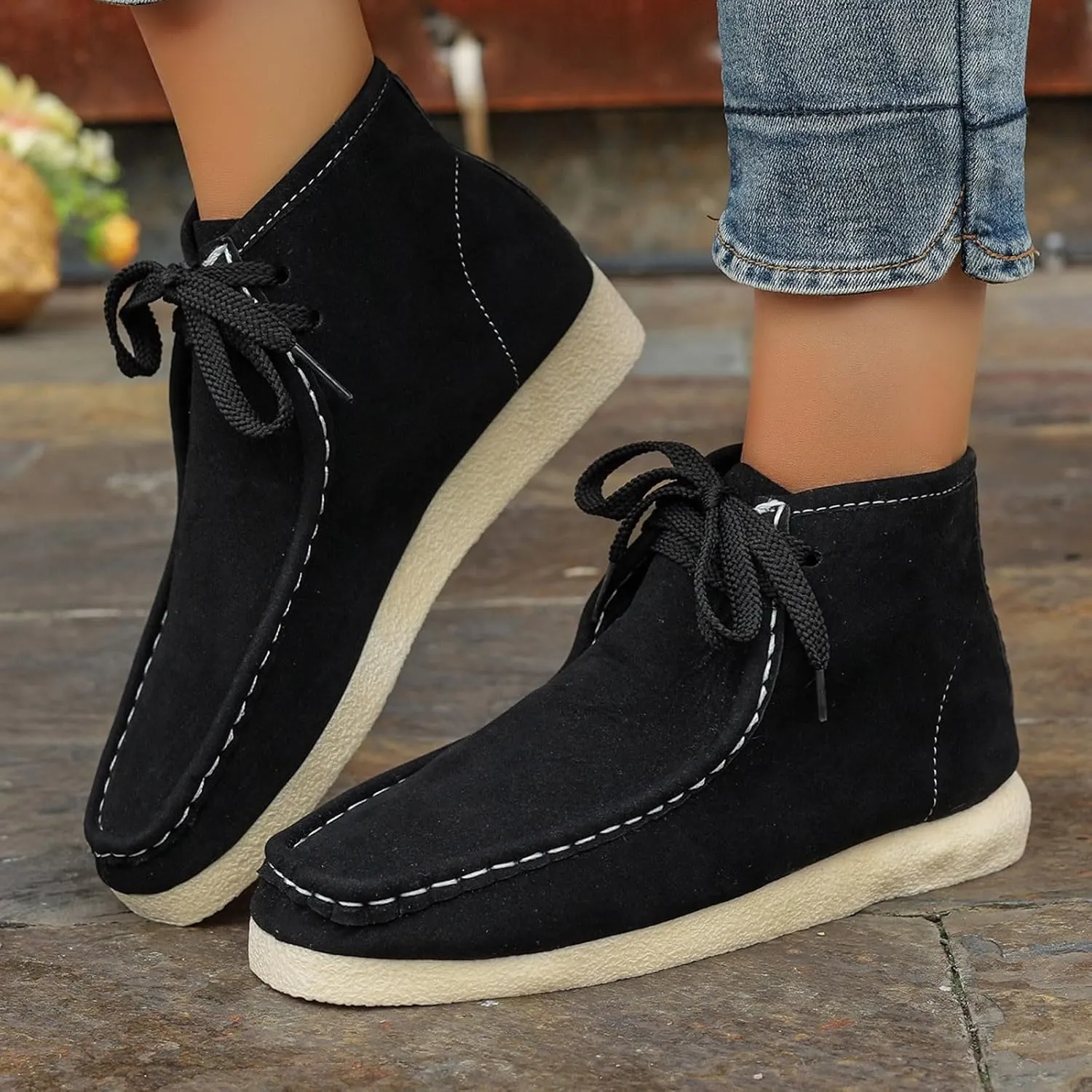 Women's Ankle Boots Retro Low Heel Short Ankle Booties Round Toe Slip On Walking Shoes Lace Up Fashion Sneakerss
