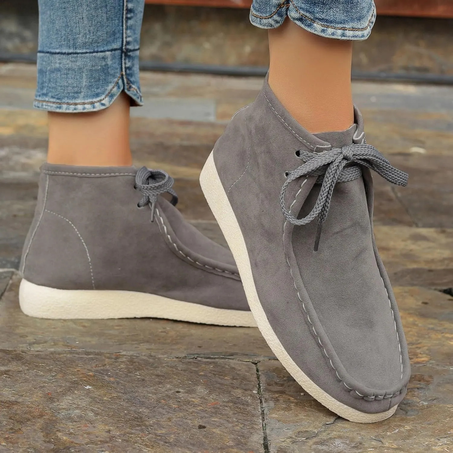 Women's Ankle Boots Retro Low Heel Short Ankle Booties Round Toe Slip On Walking Shoes Lace Up Fashion Sneakerss