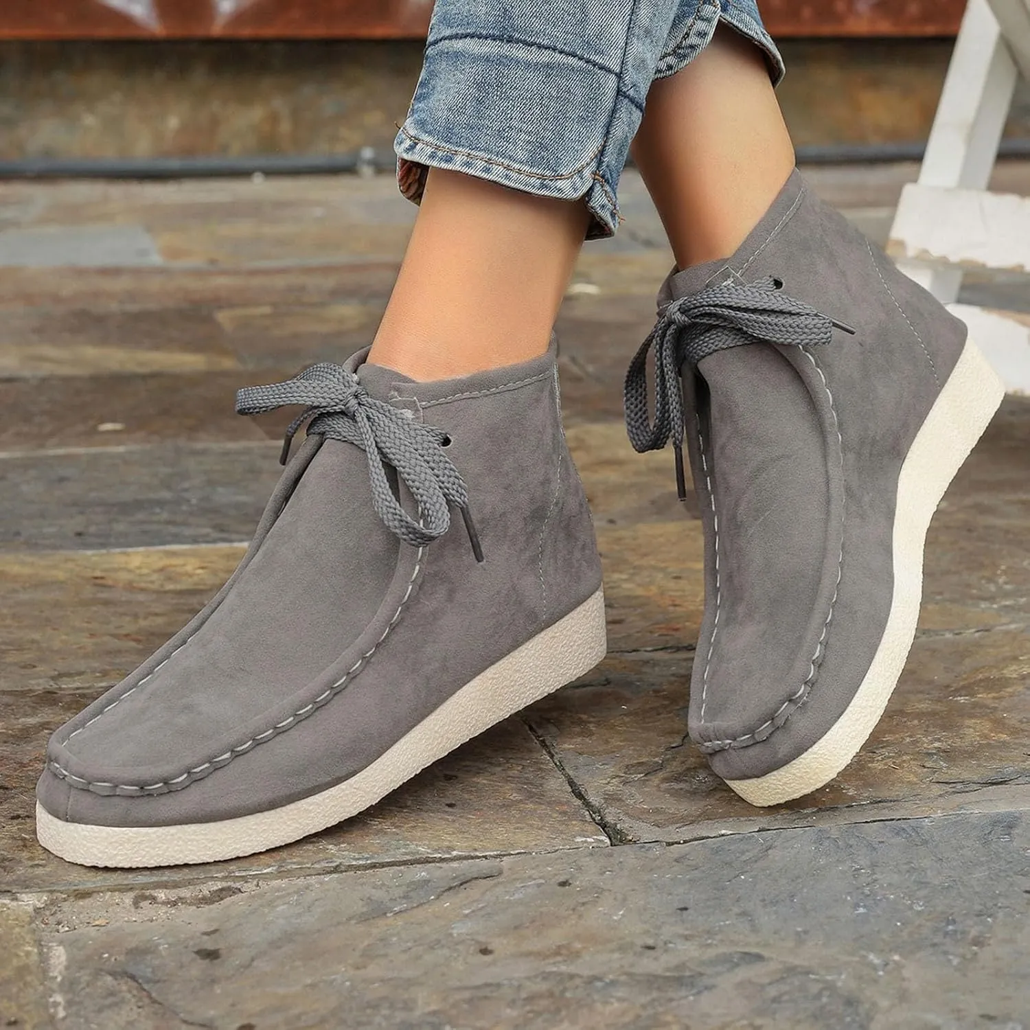 Women's Ankle Boots Retro Low Heel Short Ankle Booties Round Toe Slip On Walking Shoes Lace Up Fashion Sneakerss