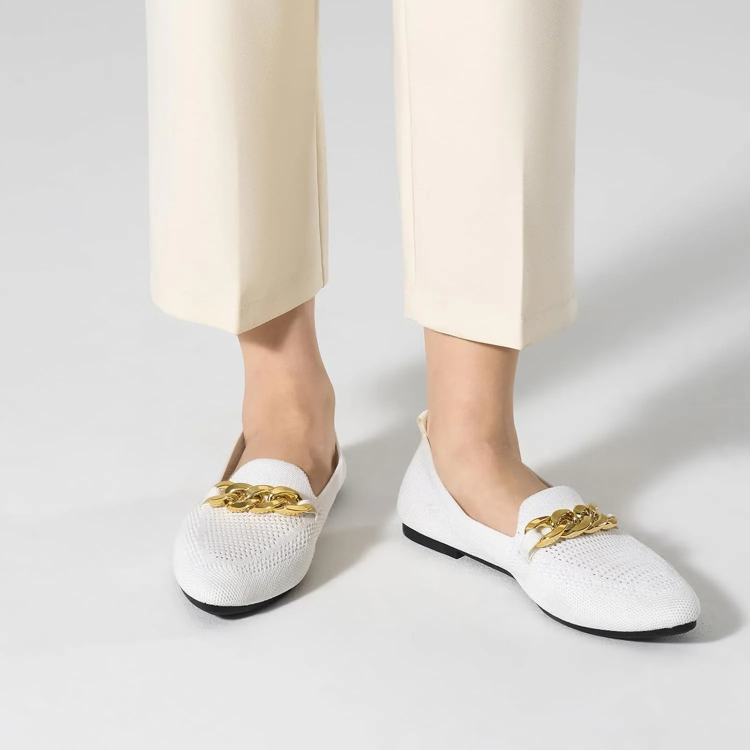 Womens Casual Dressy Loafers Comfortable Breathable Knit Loafers Lightweight Pointed Toe Flats for Women