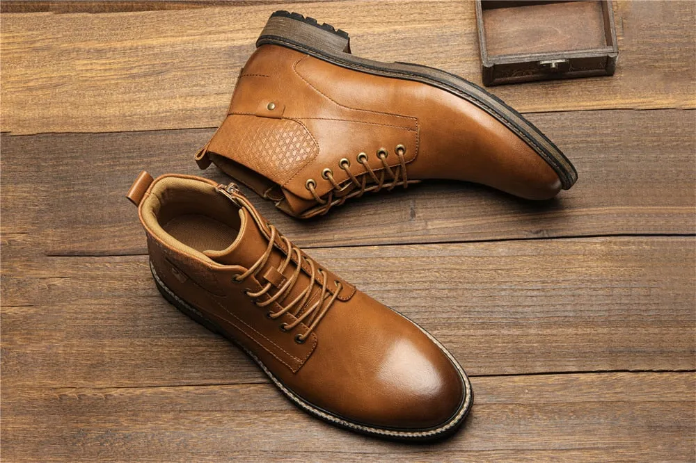 Yeknu Men Boots Fashion Brand Comfortable Boots Leather #Al657