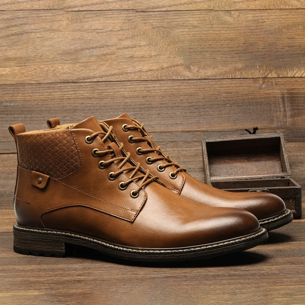 Yeknu Men Boots Fashion Brand Comfortable Boots Leather #Al657