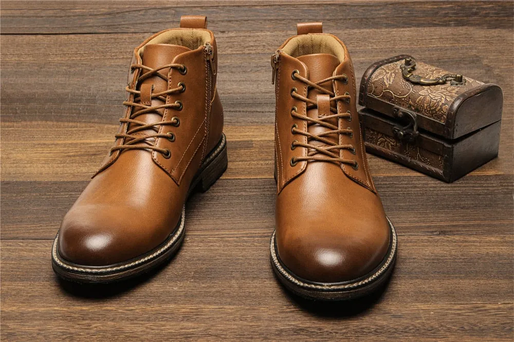 Yeknu Men Boots Fashion Brand Comfortable Boots Leather #Al657