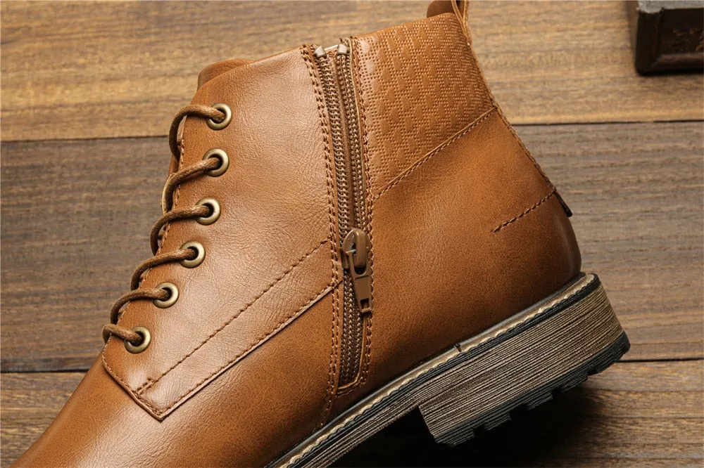 Yeknu Men Boots Fashion Brand Comfortable Boots Leather #Al657